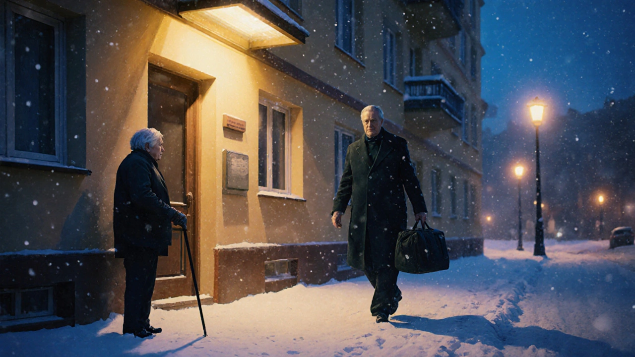 Chirurg przyjeżdża na wizytę domową wieczorem w Warszawie.