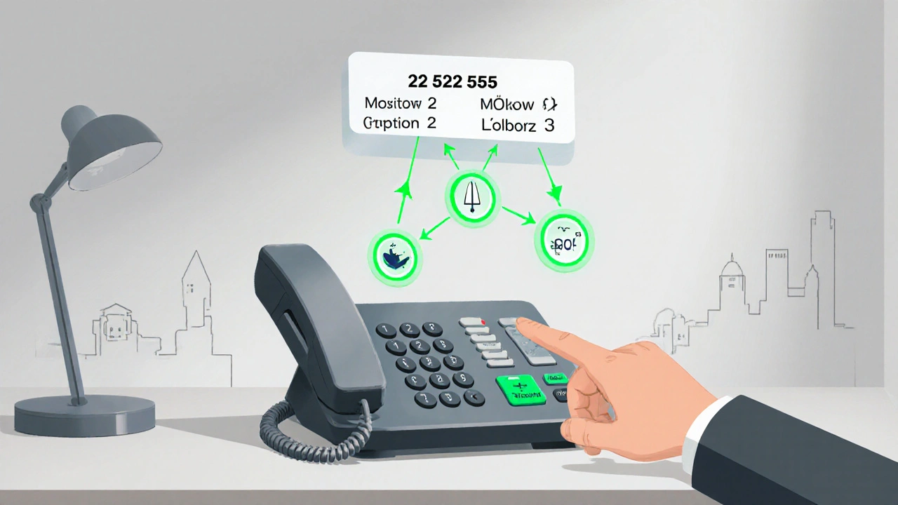 Diagram drogi połączenia z placówką LUX MED w Mokotowie przez automatyczne menu telefoniczne.